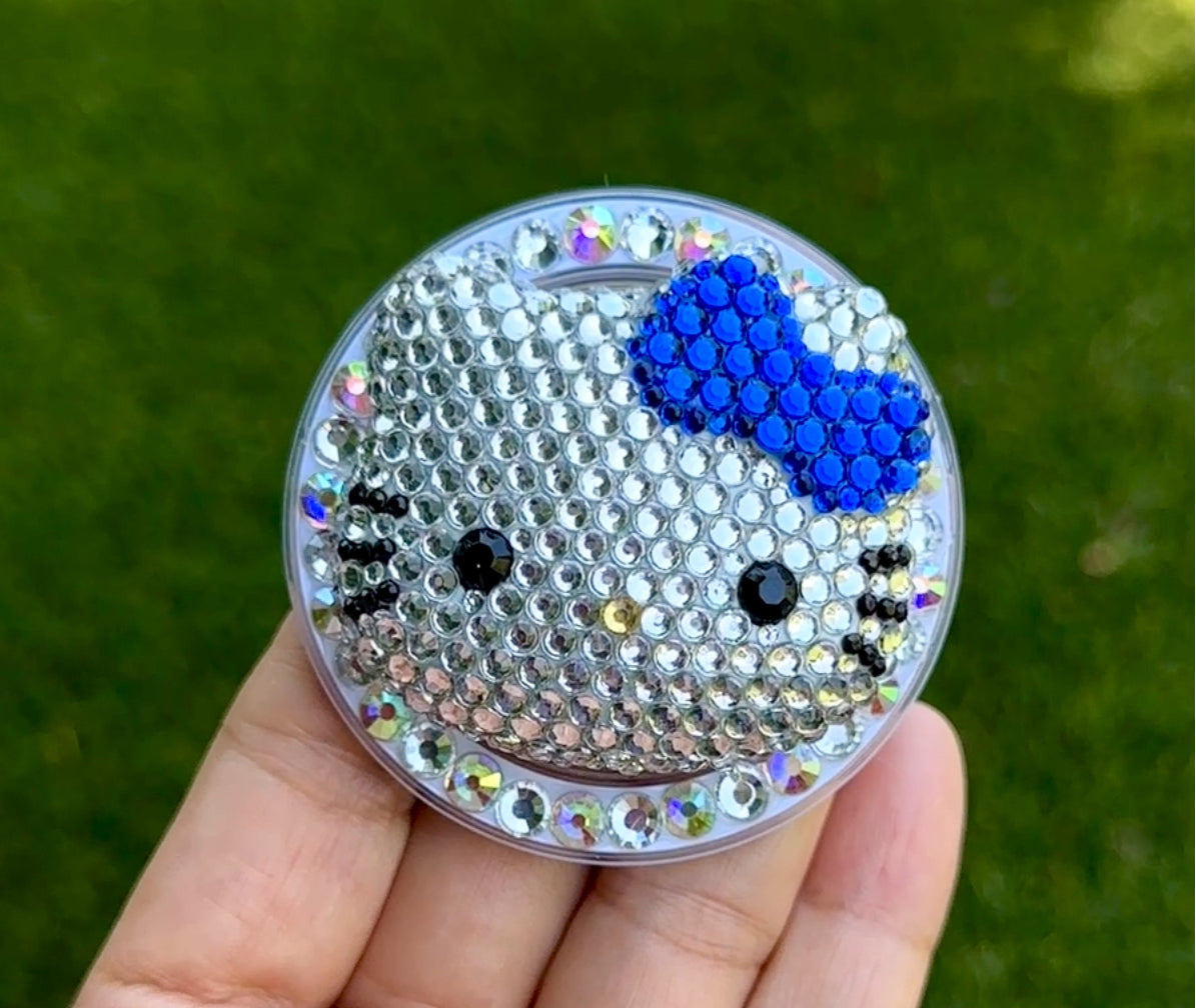 Crystal Blue Bow Kitty Bling Bling Magnet Rhinestone Phone Grip g15