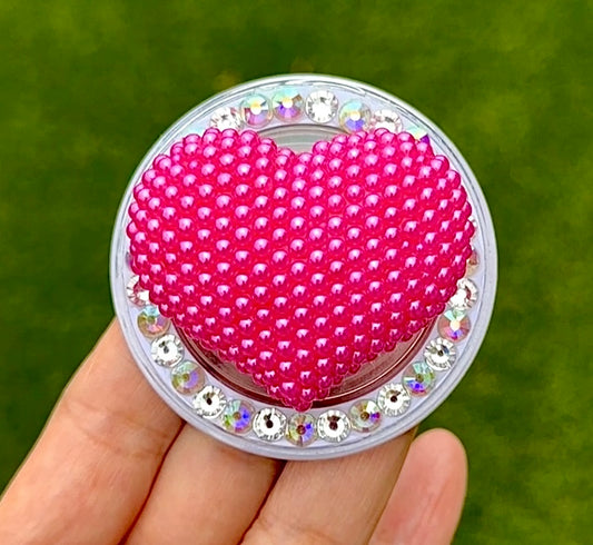 Crystal Fuchsia Heart Bling Bling Magnet Rhinestone Phone Grip g9