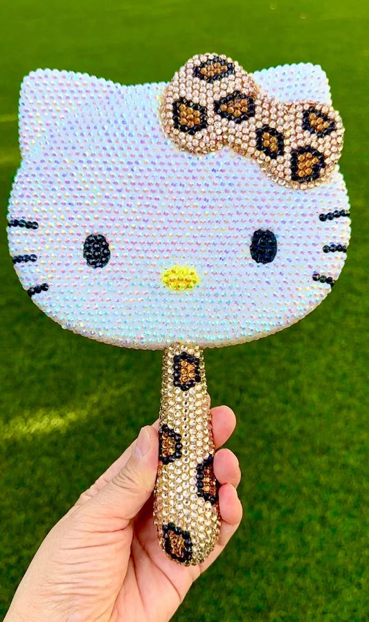 Fully Blinged out Rhinestones Cheetah Style Handmade Mirror