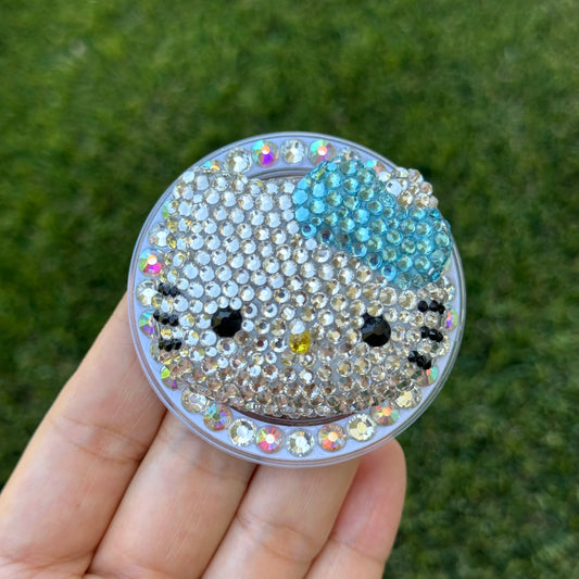 Crystal Bling Bling Kitty Cat Magnet Rhinestone Phone Grip g171