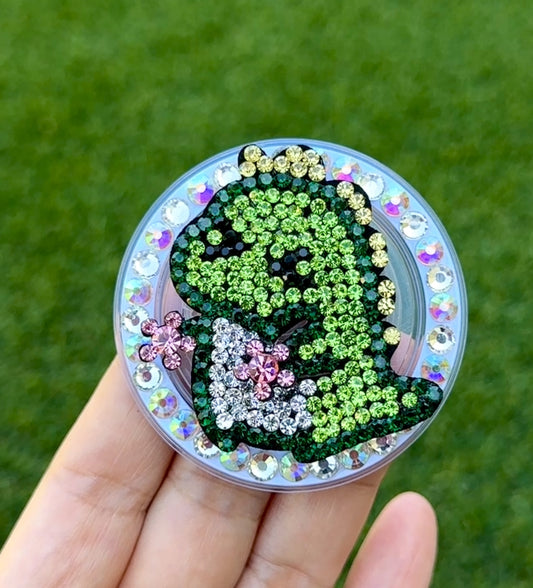 Crystal Green Dragon Bling Bling Magnet Rhinestone Phone Grip g25
