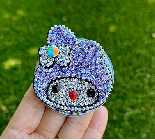 Crystal Lavender Purple Bunny Bling Bling Magnet Rhinestone Phone Grip g22