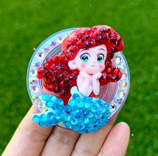 Crystal Little Mermaid Bling Bling Magnet Rhinestone Phone Grip g24