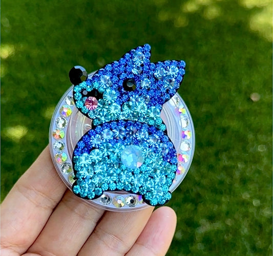 Crystal Bling Bling Blue Dog Magnet Rhinestone Phone Grip g16