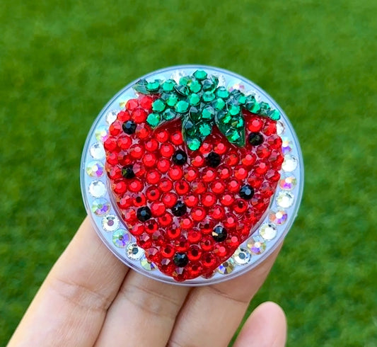 Crystal Red Strawberry Bling Bling Magnet Rhinestone Phone Grip g23