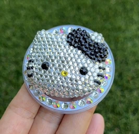 Crystal Black Bow Kitty Bling Bling Magnet Rhinestone Phone Grip g18